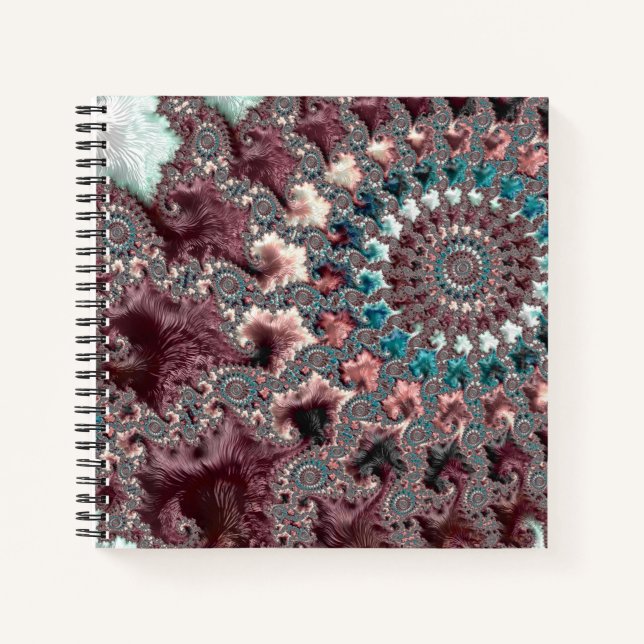 Cuaderno Retro Groovy Ecléctico Bohemio Espiral Fractal (Anverso)