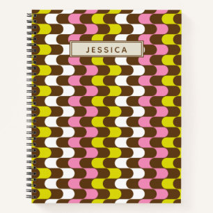 Cuaderno Retro Groovy Lime Pink Brown Abstract Art Personal