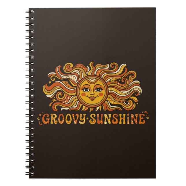Cuaderno Retro Groovy Sol Radiante Sonriente 70s (Frente)
