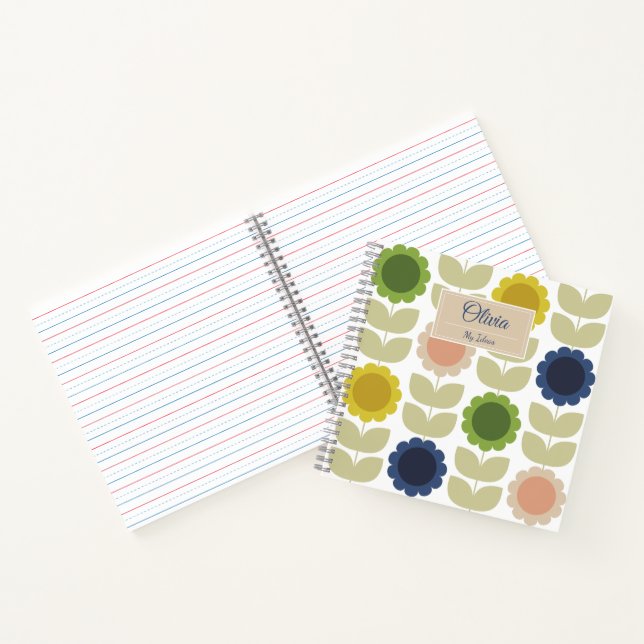 Cuaderno Retro Groovy Summer Flowers Stems (Interior)