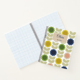 Cuaderno Retro Groovy Summer Flowers Stems