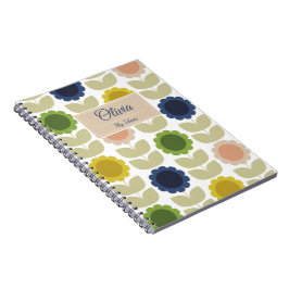 Cuaderno Retro Groovy Summer Flowers Stems