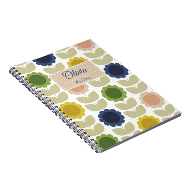 Cuaderno Retro Groovy Summer Flowers Stems (Lado Derecho)