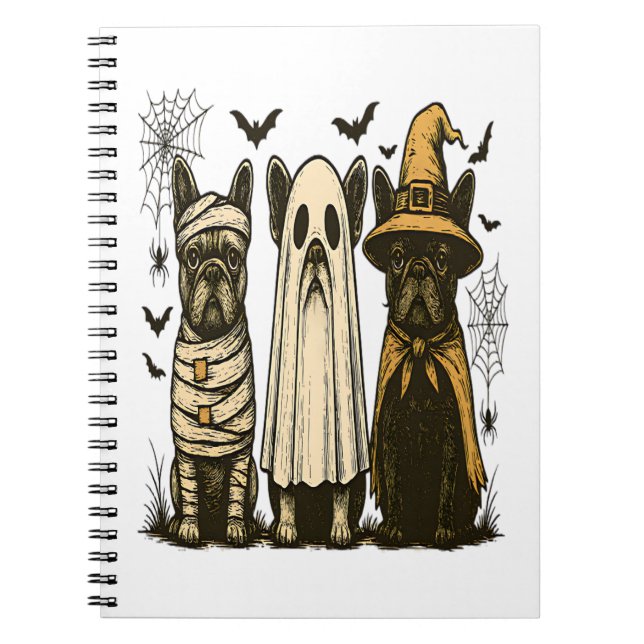Cuaderno Retro Halloween Fantasma Bulldog francés Gótico Pn (Frente)