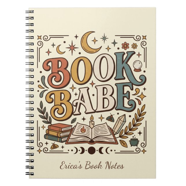 Cuaderno Retro Libro Babe Mística Celestial Bruja Librera (Frente)