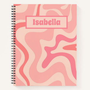 Cuaderno Retro Líquido Swirl Resumen Rosa Personalizado