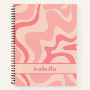 Cuaderno Retro Líquido Swirl Resumen Rosa Personalizado