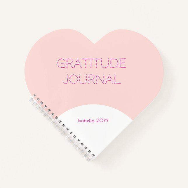 Cuaderno Retro mínimo Rubor Pink Heart Gratitude Journal (Anverso)
