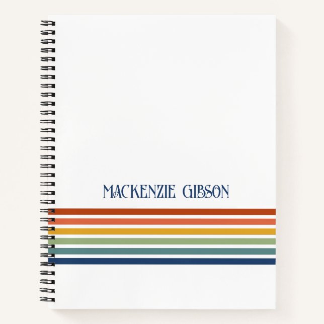 Cuaderno Retro Monogrammed Minimalist Stripes (Anverso)