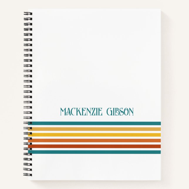 Cuaderno Retro Monogrammed Minimalist Stripes (Anverso)