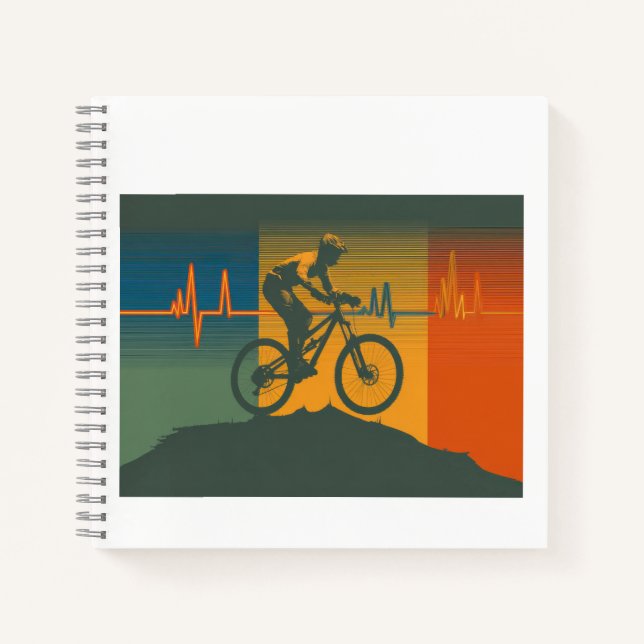 Cuaderno Retro Mountain Biker Heartbeat (Anverso)