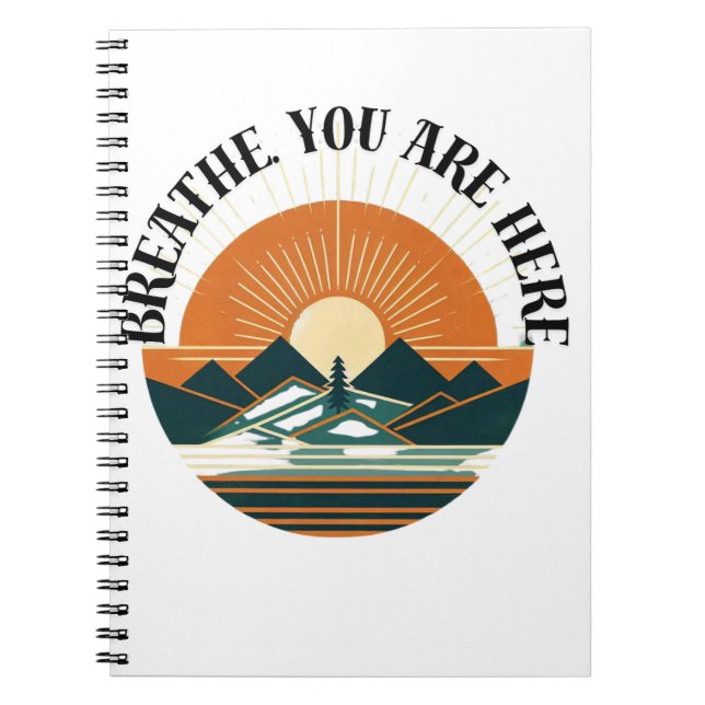 Cuaderno Retro mountain design with rising sun – Minimalist (Frente)