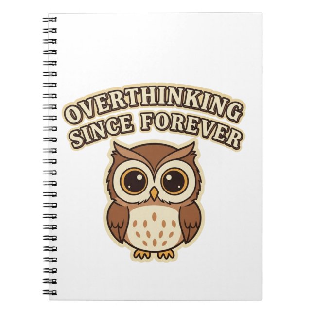 Cuaderno Retro Owl Overthinking Lined Notebook (Frente)