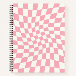 Cuaderno Retro Pastel de cheques rosados distorsionados
