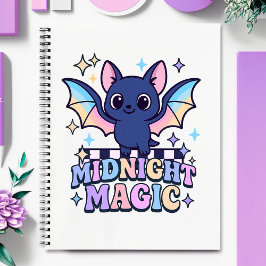 Cuaderno Retro Pastelcore Lindo Murciélago de Halloween y T