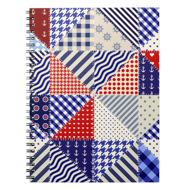 Cuaderno Retro Patchwork Triángulos de Estilo Nautico (Frente)