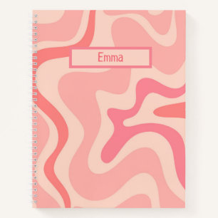 Cuaderno Retro Patrón abstracto de remolino líquido Rosa Ru