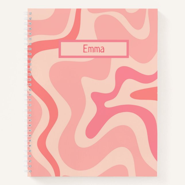 Cuaderno Retro Patrón abstracto de remolino líquido Rosa Ru (Anverso)
