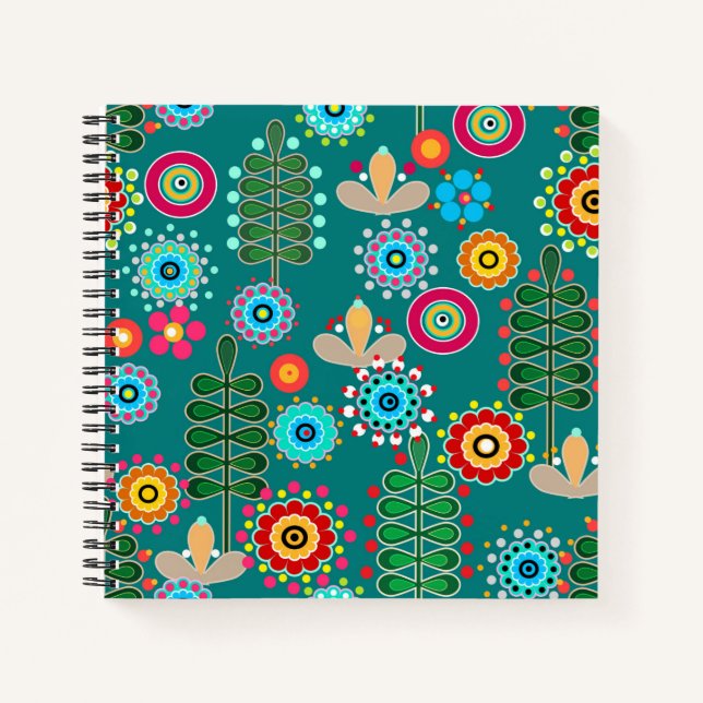 Cuaderno Retro, patrón de flor (Anverso)