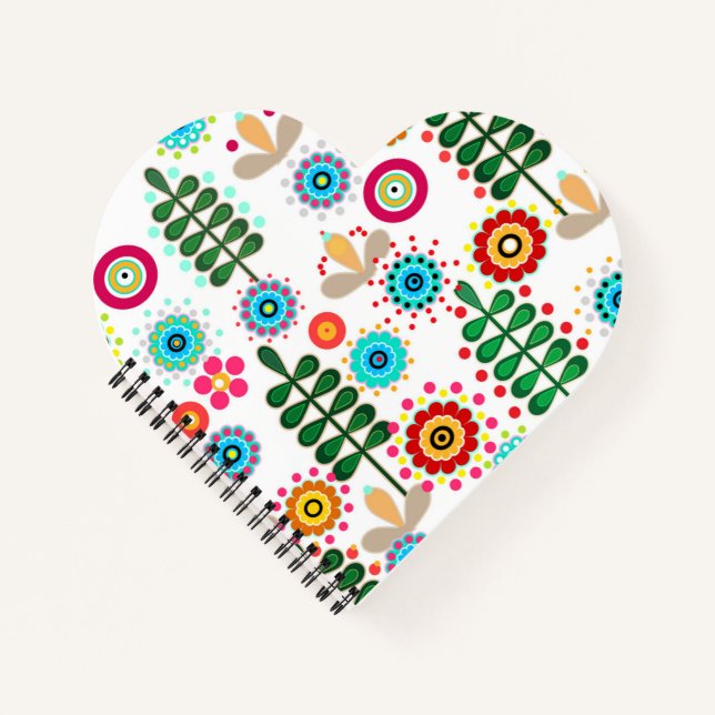 Cuaderno Retro, patrón de flor (Anverso)