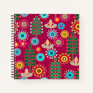 Cuaderno Retro, patrón de flor