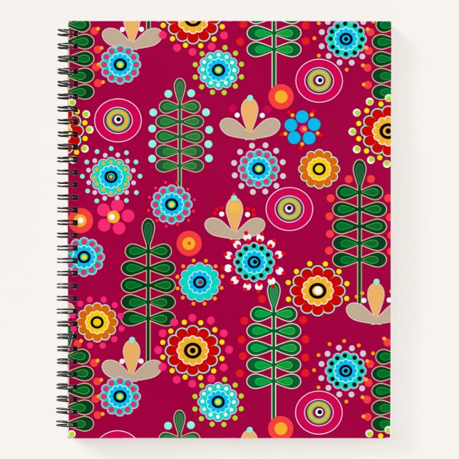 Cuaderno Retro, patrón de flor (Anverso)