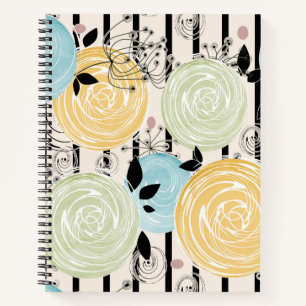 Cuaderno Retro, patrón floral