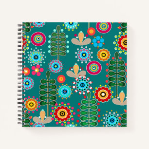 Cuaderno Retro, patrón floral