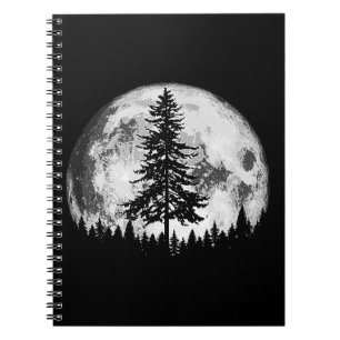 Cuaderno Retro Pleno Luna y Minimalista Pino Árbol Vintage