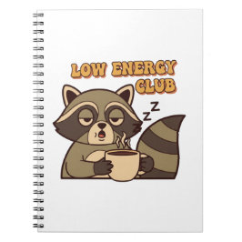 Cuaderno Retro Raccoon Low Energy Thoughts Lined Notebook