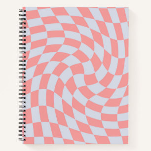 Cuaderno Retro Rhubarb Blue Pastel Warped Checks Checkered