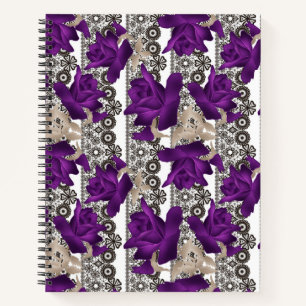 Cuaderno Retro, rosas morados