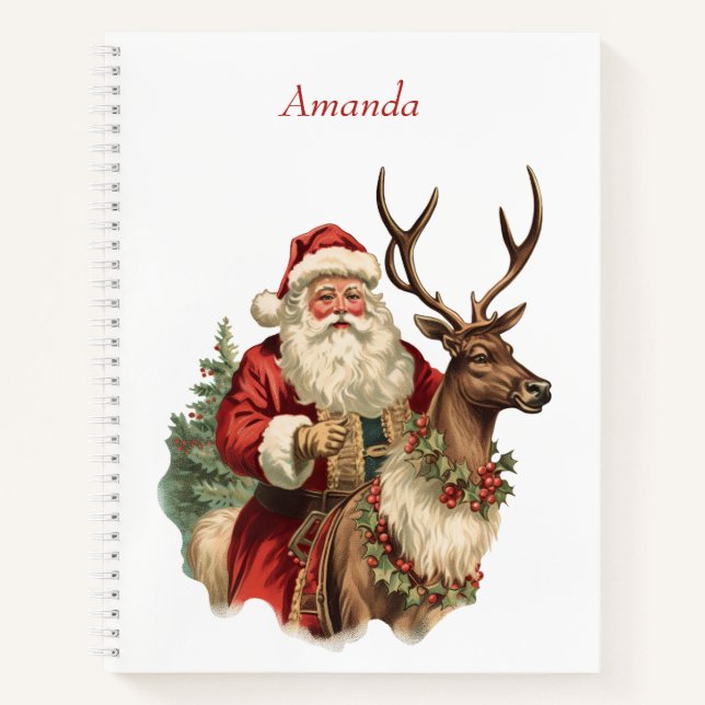 Cuaderno Retro Santa Claus y Navidades de renos (Anverso)