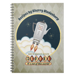Cuaderno Retro-sci-fi coffee pot rocket receta notebook