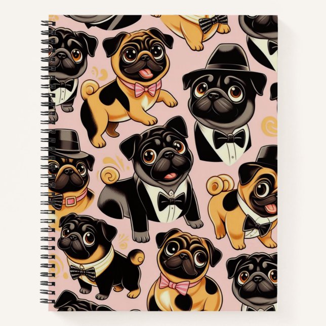 Cuaderno Retro Seamless Cum Pug (Anverso)