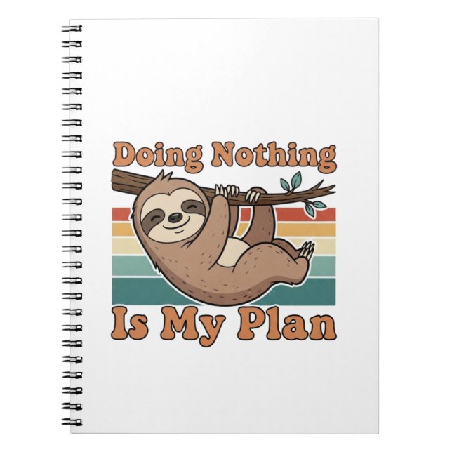 Cuaderno Retro Sloth Lazy Quote Lined Notebook (Frente)