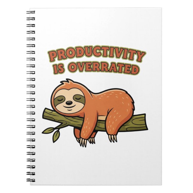 Cuaderno Retro Sloth Productivity Is Overrated Lined Notebo (Frente)