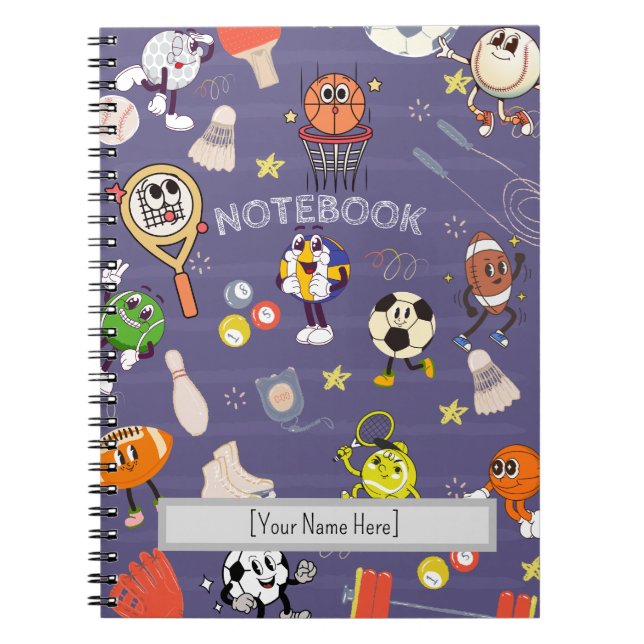 Cuaderno Retro Sport Squad: Vintage Cartoon Athletics (Frente)