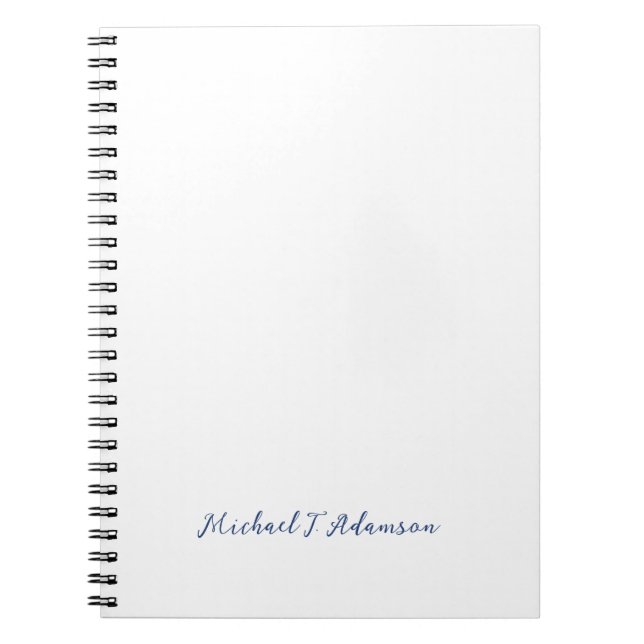 Cuaderno Retro Style Elegant Plain White Calligraphy Name (Frente)