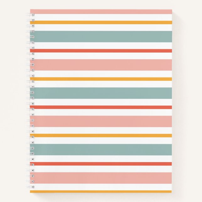 Cuaderno Retro Summer Pastel Striped Pink Mint And Mustard  (Anverso)