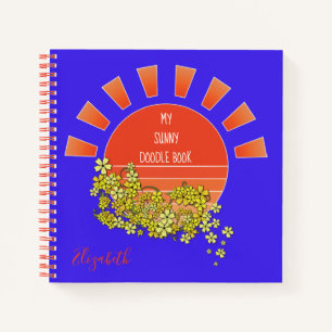 Cuaderno Retro Sun Personalizado Doodle Sketchbook Blue