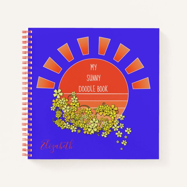 Cuaderno Retro Sun Personalizado Doodle Sketchbook Blue (Anverso)