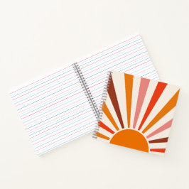 Cuaderno Retro Sun Rays Naranja de la puesta de sol rojo am