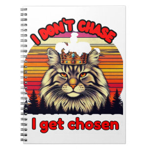 Cuaderno Retro sunset cat with crown: I don't chase, I'm ch