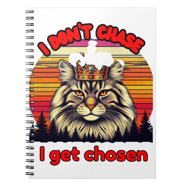 Cuaderno Retro sunset cat with crown: I don't chase, I'm ch (Frente)
