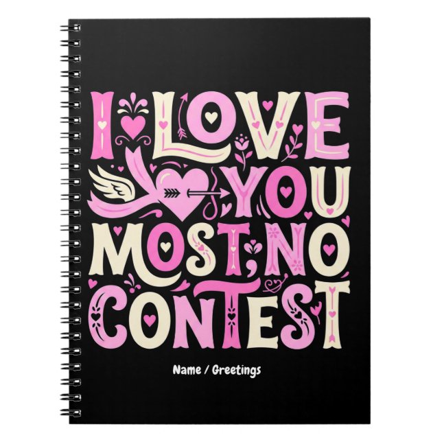 Cuaderno Retro Te Amo Más Sin Discusión Rosa Crema  (Frente)