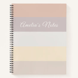 Cuaderno Retro Tiras Pastel Rosa Gris Rosa | Monogramado
