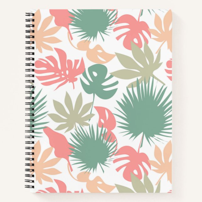 Cuaderno Retro, tropical, hojas (Anverso)