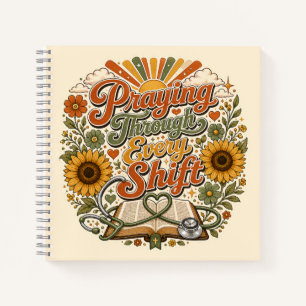Cuaderno Retro Vintage 70s Floral Mostaza Enfermera Cristia