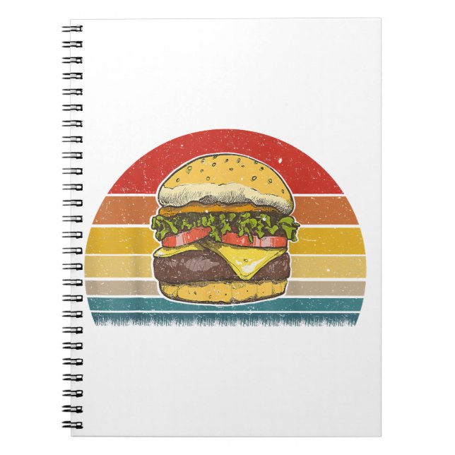 Cuaderno Retro Vintage Cheeseburger Design Costume Hamburgo (Frente)